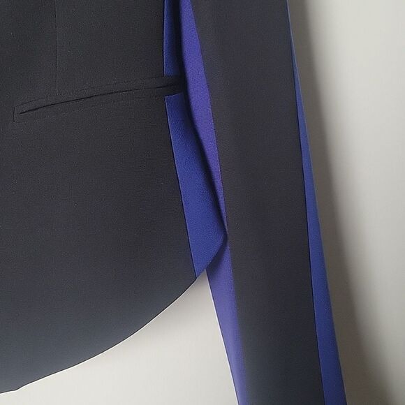 NWT XS BCBG Bowie Blazer Jacket Black Blue Feminine Sexy Fitted Tuxedo Office - Picture 4 of 16